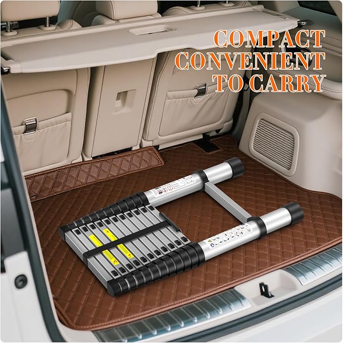 10.5FT Telescoping Ladder, 330lb Capacity Aluminum Heavy-Duty Extension Ladder with Anti-Slip Steps for Secure Attic Access, Roof, and Home Renovation Projects