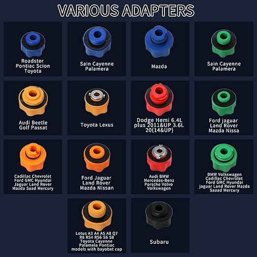 DPTOOL Oil Funnel Set, Automotive Oil Funnel Set for Engine Oil Changes, Oil Dispenser Funnels Kit with Flexible Extension and 14 Oil Cap Adapters Compatible with GM Ford VW BMW Audi Land Rover Etc