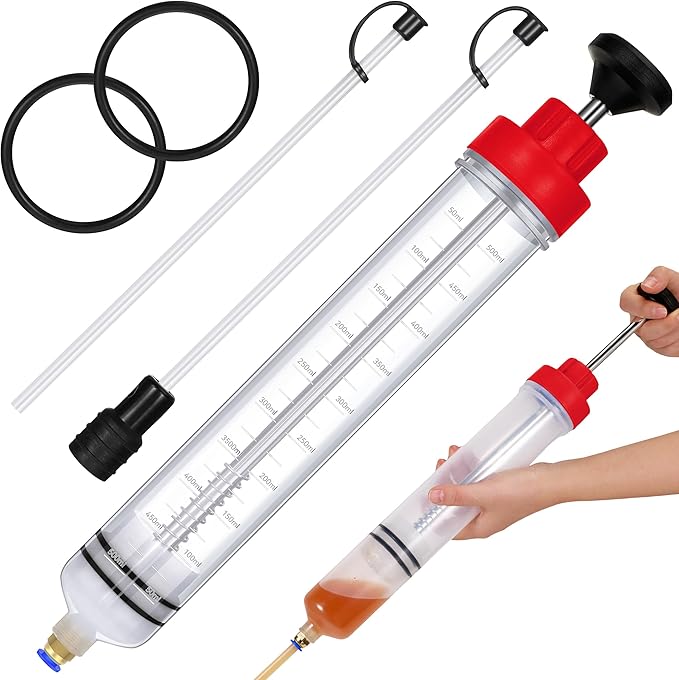 Gisafai 500cc Fluid Extractor Automotive Pump Manual Oil Extractor Pump Syringe for Gasoline Hand Cleaner for Power Steering, Hydraulic Fluid(Red)