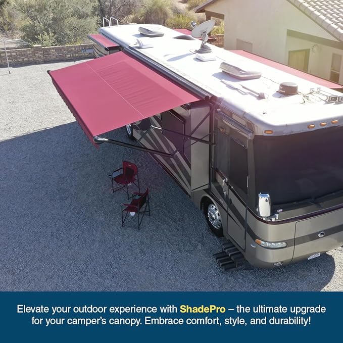 Shade Pro RV Awning Fabric Replacement | Durable Premium Grade Vinyl (19' [Fabric 18' 2"], Reverse Charcoal Fade) Camper Shade Awning Canopy