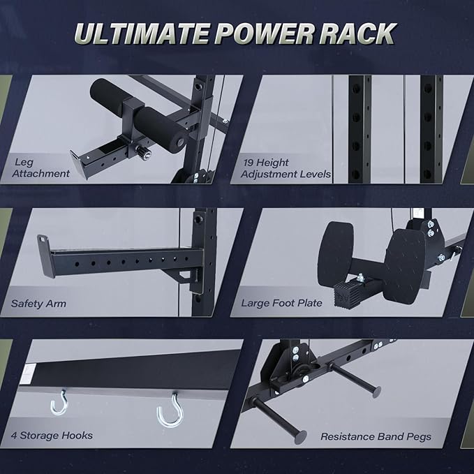 MAJOR FITNESS Drone3 Power Cage - Multi-Function Power Rack for Home Gym, Squat Rack with Pull-up Bar, Cable Crossover System, J-Hooks, for Strength Training, Heavy-Duty Steel Construction