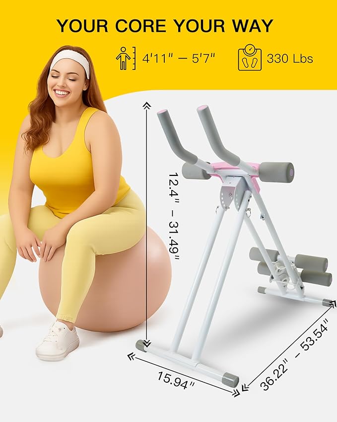 Ab Machine Abdominal Stomach Workout: Adjustable Ab Trainer Machine Ab Cruncher Core Strength Training Equipment for Home Gym Foldable for Women and Men