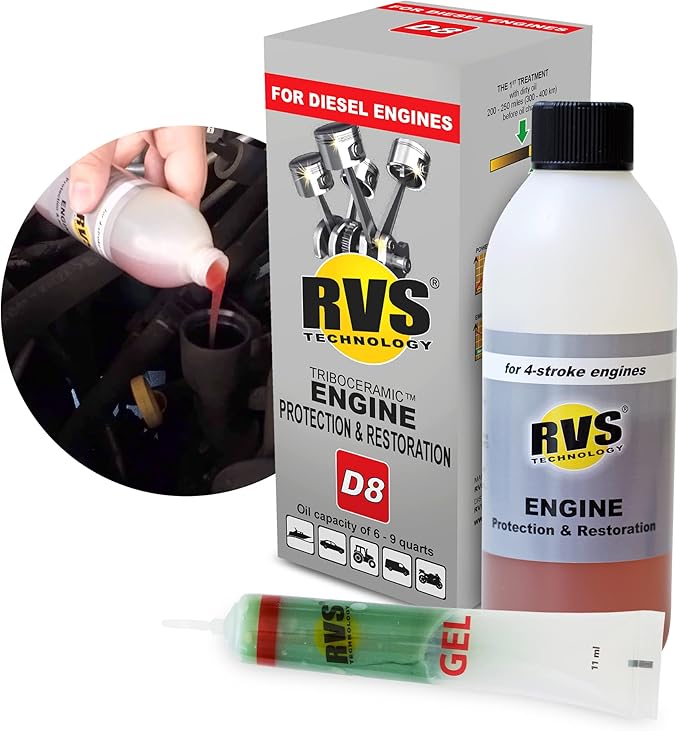 D8 engine oil treatment, For Diesel engines with a motor oil capacity up to 9 quarts; Safely Restore and protect your Car, Truck, Motorcycle and all other engines