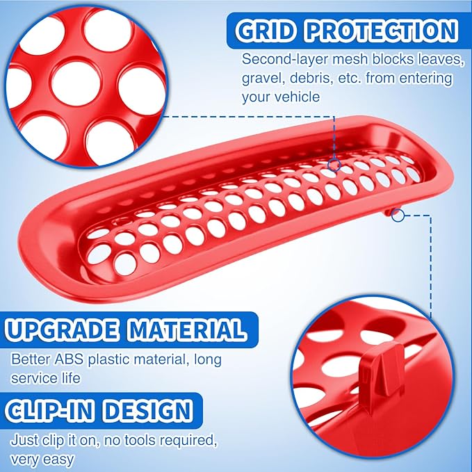 Nilight Grill Inserts fit for Jeep Wrangler Front Grille Mesh Inserts & Headlight Cover Set for JK JKU Unlimited Sports Sahara Freedom Rubicon 2007-2018 Clip-in Trim Exterior Accessories Red 9 Pcs
