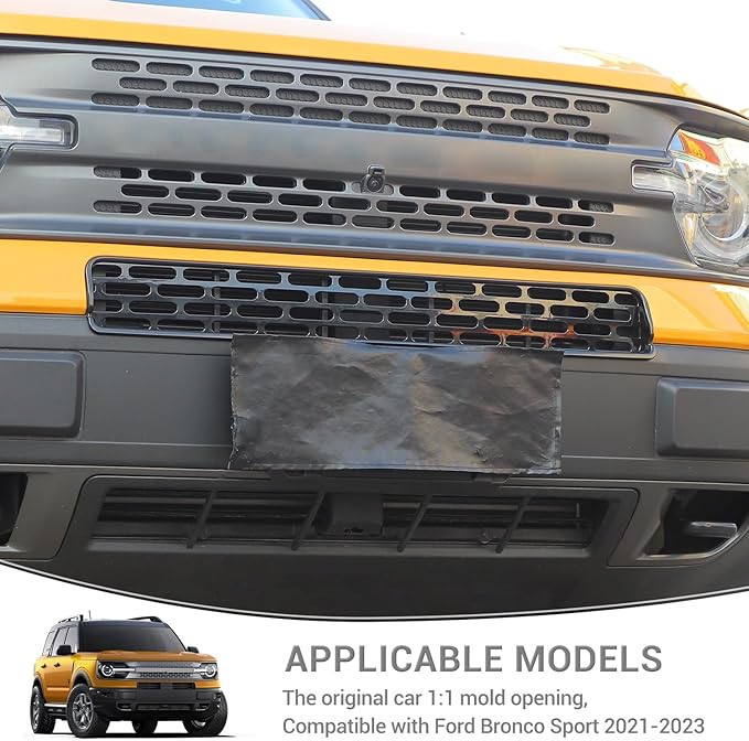 for Bronco Sport Black Front Grille Inserts Mesh Grill Trim Covers for Ford Bronco Sport 2021 2022 2023 up Black Exterior Accessories