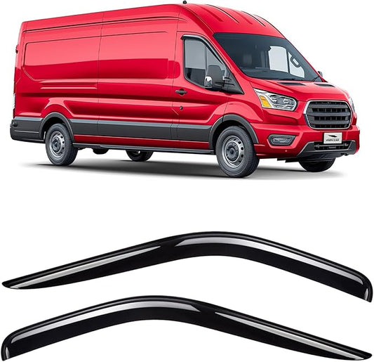 Voron Glass Tape-on Extra Durable Rain Guards for Ford Transit 2014-2026, Window Deflectors, Vent Window Visors, 2 Pieces - 110202