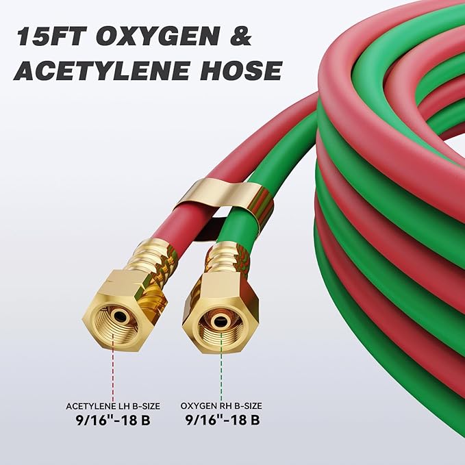 ARCCAPTAIN Oxy Acetylene Torch Kit with Check Valves, Medium Duty Gas Welding Cutting Torch Kit with Hose, Regulator Gauges, Cutting Tip, 3 Welding Tips and Storage Case