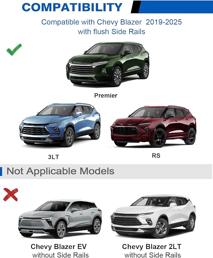 260lbs Lockable Roof Rack Cross Bars Compatible with Chevy Chevrolet Blazer 2019-2026 (Not for Blazer EV), Heavy Duty Aluminum Roof Rails Crossbars Cargo Canoe Black Rooftop Luggage.