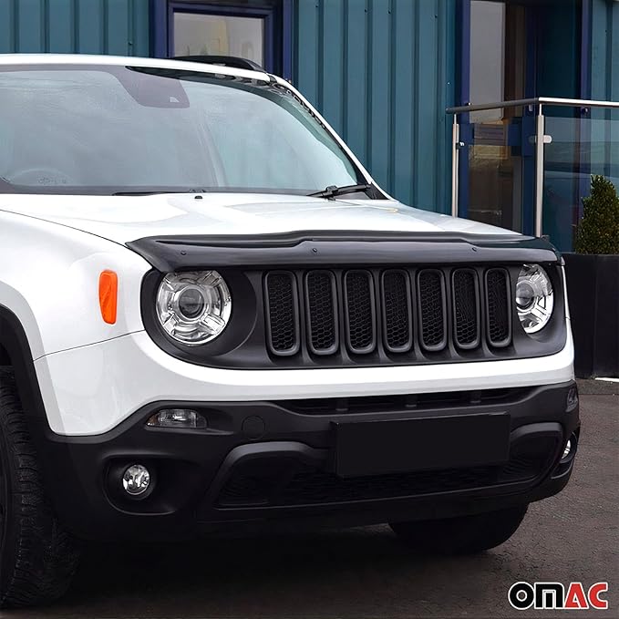 OMAC Front Bug Shield Hood Deflector Guard for Jeep Renegade 2015-2018 Black Smoke