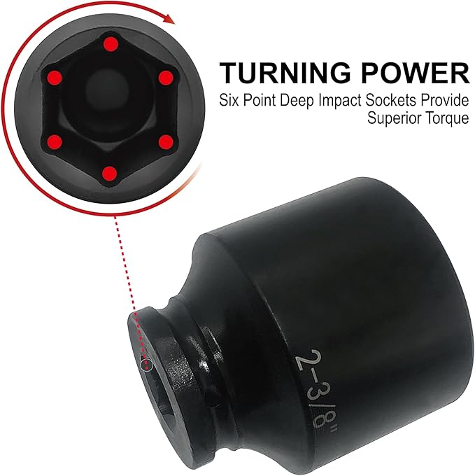 MacWork 29 Pieces Impact Socket Set, 3/4-Inch Drive, Standard, SAE 3/4 inch to 2-1/2 inch, CR-V Alloy Steel, 6-Point Sockets with a Storage Case