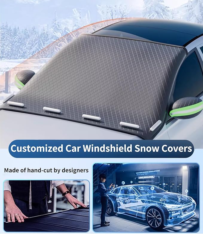 Custom fit for Nissan Windshield Snow Covers, 8 Layers WAaterproof Windproof Protection, Frost Defense, Ice, Sun, Snow, UV, Designed for Nissan Accessories (for Nissan Xtrail)