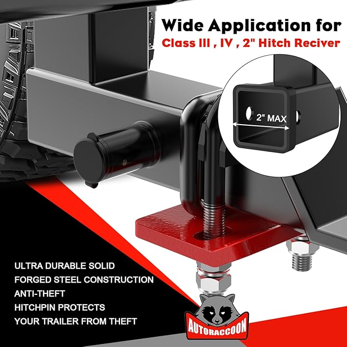 Trailer Hitch Lock - 5/8" Dia Locking Receiver Pin, Fits 2" Receiver Tubes, Class III & IV Hitch Receivers, Anti-Theft Trailer Receiver Lock