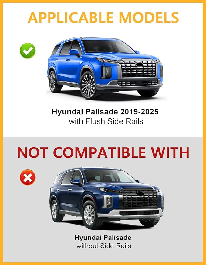 Tuyoung Roof Rack Cross Bars Compatible with Hyundai Palisade 2019-2025 SE SEL XRT Limited Calligraphy, 220lbs Lockable Heavy Duty Anti-Theft Aluminum Rails Crossbars Cargo Carrier Bag