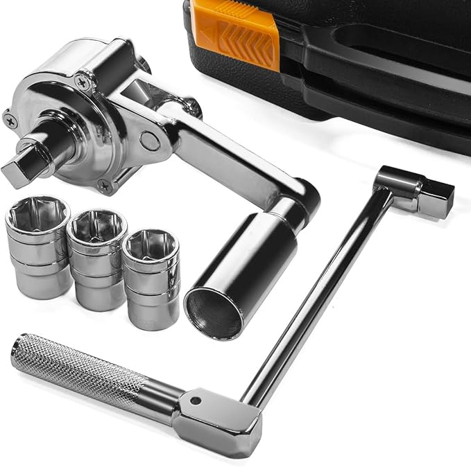 XtremepowerUS Torque Wrench Multiplier Lug Nut Labor Saving Wrench Remover Set (1/2" Driver) Wrench Lug Nut Remover 17mm, 19mm, 21mm Sockets w/Case