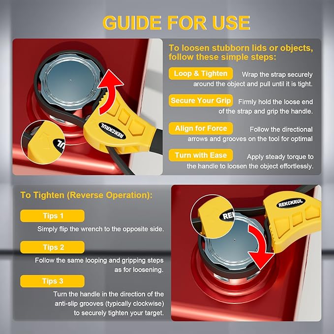 2 PCS Heavy-Duty Strap Wrench Set Upgrade – 4" to 6" Diameter Adjustable Oil Filter Wrench, Reinforced Rubber - Jar Opener, Plumbing Tool for Shower Heads, Water Filters, Pipes