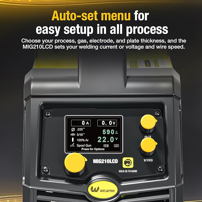 Weldpro 200A MIG Welder, 110V/220V Flux Core MIG Welder/MMA/TIG/Stick 5 in 1 Welding Machine with Spot Timer, IGBT Inverter Portable Gasless Welder Equipment, Aluminum Spool Gun Compatible
