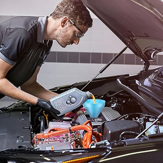 Umbresen Oil Funnels Set, Automotive Fuel Funnels, Wide Mouth Gas Funnel with Handle, Large Funnels with Hose, Plastic Long Neck Oil Funnels, Gasoline Funnel Kit for Water, Fuel, Oil Change (10)