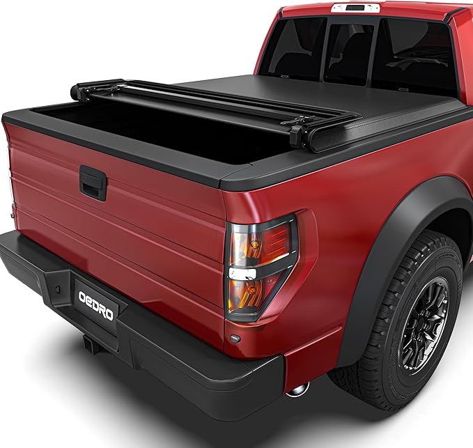 OEDRO Soft Quad Fold Tonneau Cover Truck Bed Covers Compatible with 2009-2014 Ford F-150 F150 6.5ft Bed