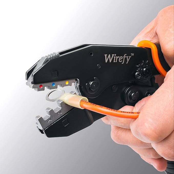 Wirefy Crimping Die for Heat-Shrink Connectors 22-10 AWG | Interchangeable Quick-Change Die for Wirefy Crimping Tools | Wide-Profile Precision Crimp