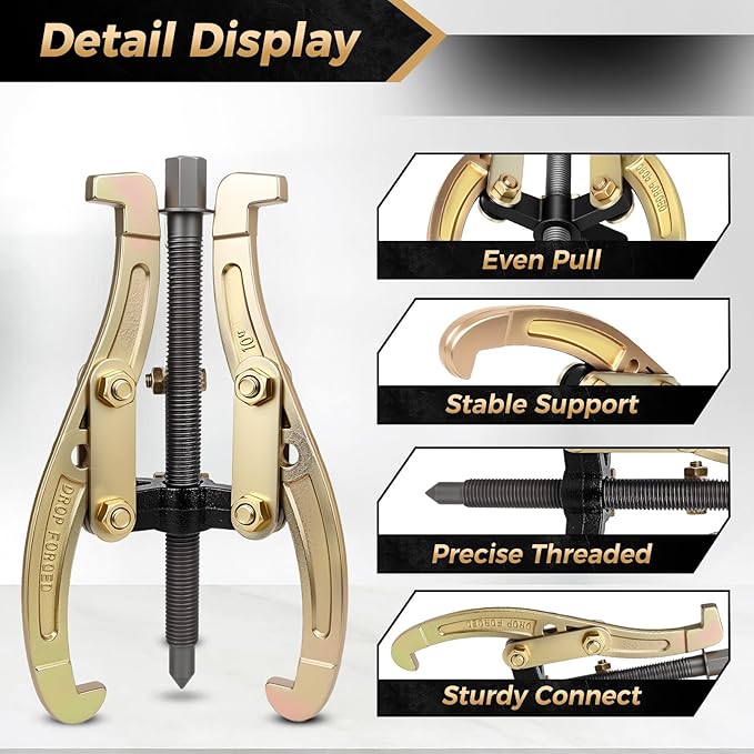 10 Inch 3 Jaw Puller for Pulley Gear Bearing Flywheel Removal, 2 Jaw / 3 Jaw Puller with Reversible Jaws, Repair and Maintenance Tool for Automotive/Mechanical