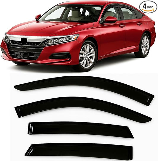 2018-2022 Tape-On Rain Guards for Honda Accord Sedan Side Window Visor Deflectors 10th Gen LX EX-L Sport Touring Durable Vent Shades 2019 2020 2021