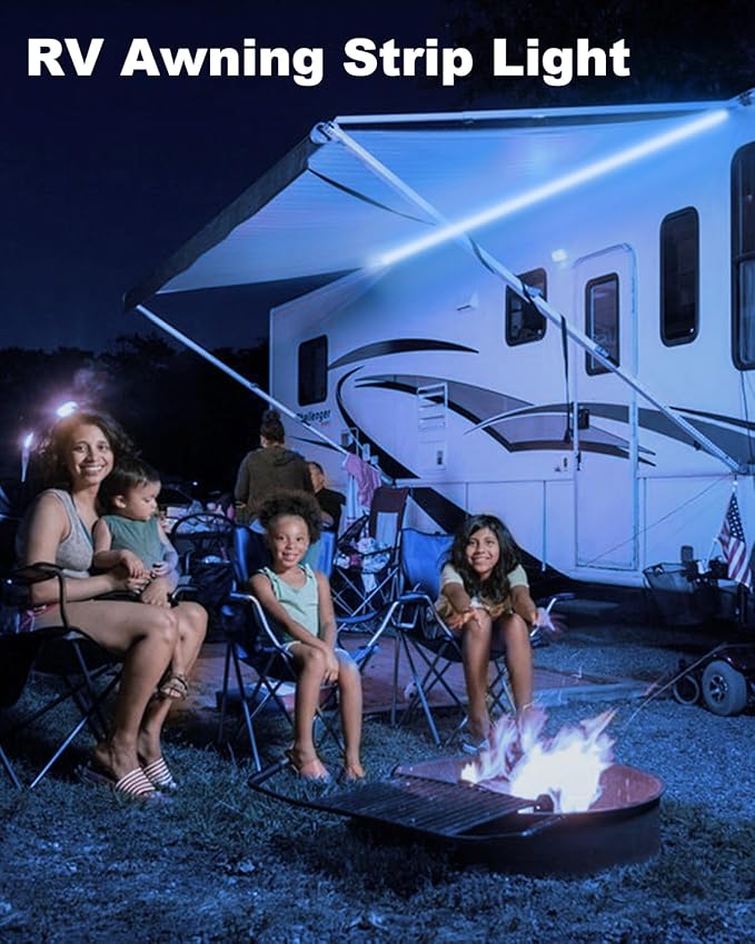 RV Awning Lights 12vdc 13ft/4m Blue LED Strip Camper Light Waterproof IP67 Motorhome Travel Trailer Canopy Light Outdoor RV Underglow Exterior Tape Lights
