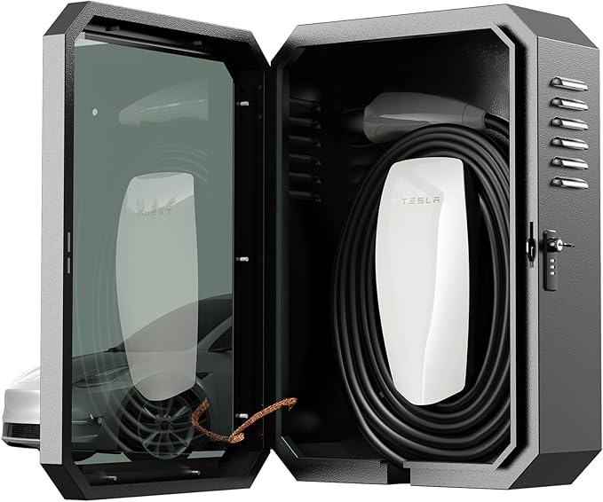 YONZEE Wall Charger Station Box for Tesla Model Y Juniper 3 S X, Electric Vehicle Car Charging Cover Protector Case for Most EV