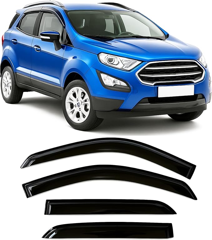 2018-2022 Tinted Tape-On Rain Guards for Ford EcoSport Side Window Visor Deflectors S Se Titanium Durable Tinted Shades 2019 2020 2021