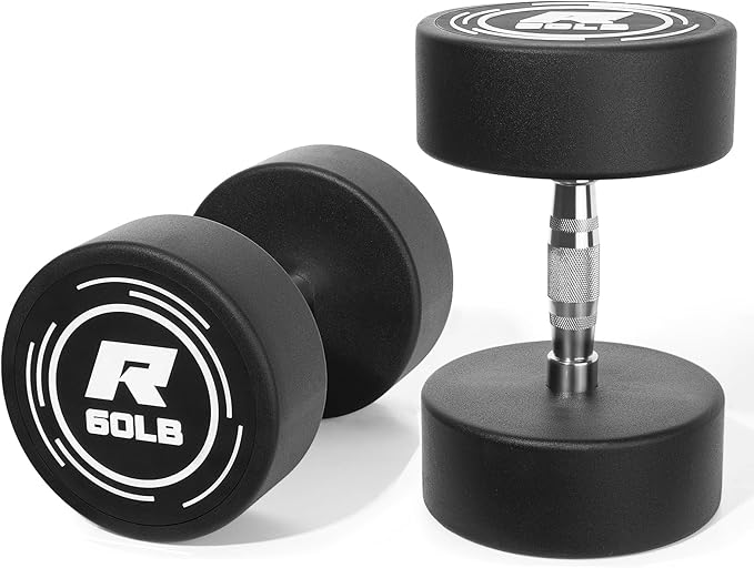 RitFit 5-250 LBS PVC Encased Round Dumbbell sets with Knurled Handle and Optional Rack, Strength Training Equipment for Home Gym