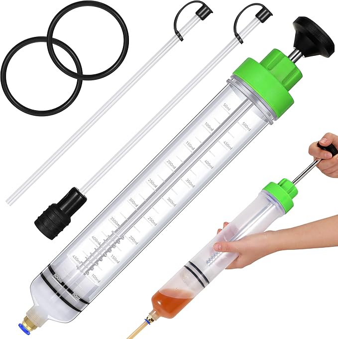 Gisafai 500cc Fluid Extractor Automotive Pump Manual Oil Extractor Pump Syringe for Gasoline Hand Cleaner for Power Steering, Hydraulic Fluid(Green)
