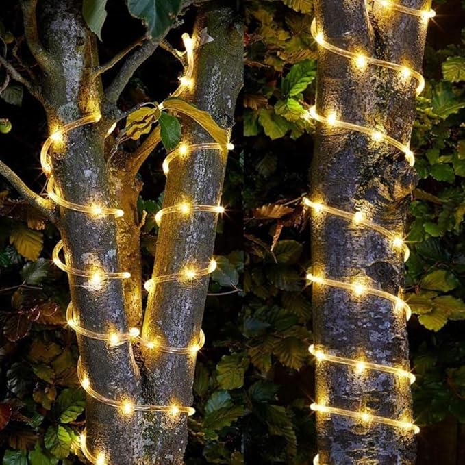 New Upgraded Solar Rope Lights 500 LED 170ft 19 Modes Solar Powered & USB Rechargeable String Lights Outdoor Waterproof with Remote Timer Dimmable for Pool Yard Party Wedding Christmas (500LED-Warm)