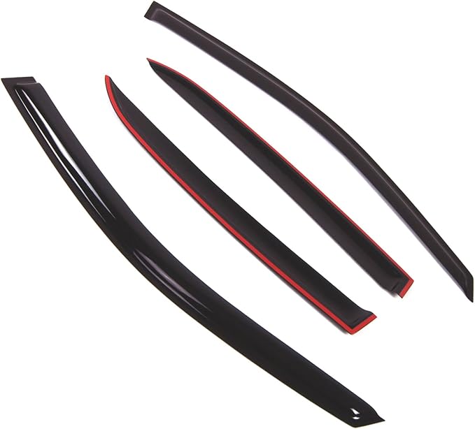 TuningPros Outside Mount Window Vent Visors Rain Guards Compatible with Volkswagen Jetta Sedan 2006-2010 | Side Window Wind Deflectors Rain Shields | Smoke Tinted, 4 Pcs Set, DGWV-510