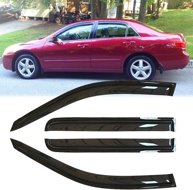 4pcs Original Shatterproof Rainproof Side Window Wind Deflectors for 2003-2007 Honda Accord Sedan,Outside Mount Rain Guard Sets,Nice Looking Window Visors for Car,Vent Deflector for 03-07 Accord 94943