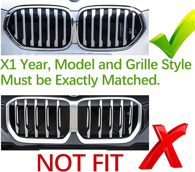 Automotive Grill Inserts for BMW X1 F48 2020-2022 7-Beam LCI Model, Front Grille Accessories