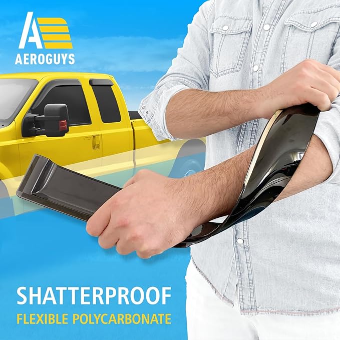 Extra Durable Window Deflectors Tape-On Visors Rain Guards Fit for Ford F250/350 Super Duty 1999-2016 SuperCab, Sun Visors, Wind Vent for Shades, Exterior Car Accessories - 4pcs. AG0057