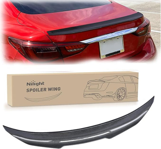 Nilight Spoiler Fit for Infiniti Q50 4 Door Sedan 2014 2015 2016 2017 2018 2019 2020 2021 2022 2023 2024 Spoilers for Cars Rear Spoiler Wing ABS Rear Trunk Lip Accessories, Carbon Fiber Pattern Black