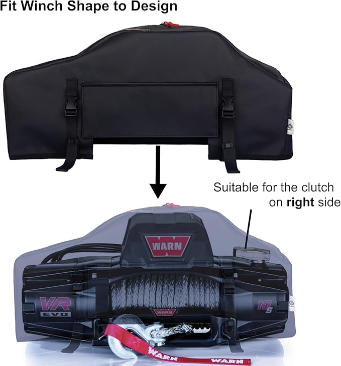 Winch Cover, High Quality UV-resistant Waterproof Winch Protective Cover, Indoor/Outdoor Winch Accessories, Weather Resistant Dust Cover for Electric Winches 8000-12000 lbs up to 13500 lbs (black)