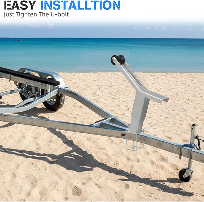 Boat Trailer Winch Post with Roller, Adjustable Winch Mount Stand for 3" W X 4" H Trailer Tongue, Adjustable Height 17.7"-21.7", Galvanized Steel Trailer Winch Stand for Jet Ski,Sailboat,Speedboat