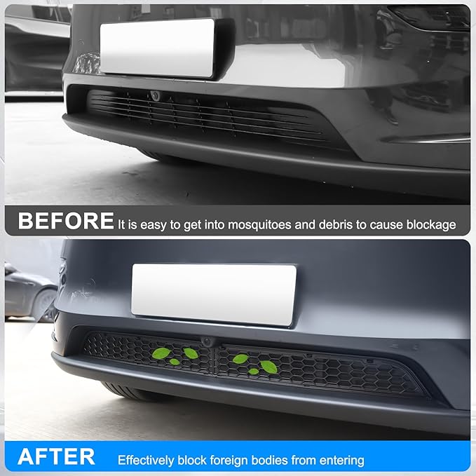 Grille Mesh Insert for Tesla New Model Y Juniper 2025-2026, Front Air Inlet Vent Grille Cover Guard with Insect Protection, Replacement for Model Y Accessories Detachable Black