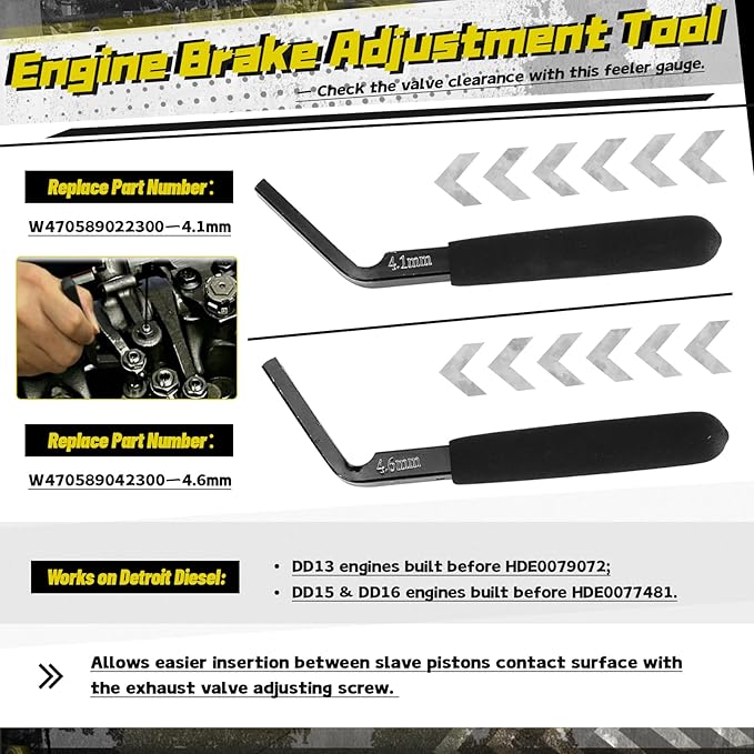 for Detroit Diesel DD15 DD16 Engine Brake Adjustment Tool Engine Barring Tool TDC Locating Pin Camshaft Timing Tools W470589042300 J-46392 W470589001500 W470589104000 (6 PCS)