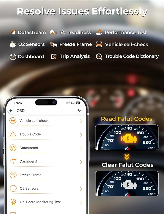 AUTOPHIX 3210 OBD2 Scanner Bluetooth, Wireless Code Reader for Car - Check Engine Light & Battery - Easy DIY Car Diagnostic Scanner Tool for 1996+ Vehicles, No Subscription Fee for iPhone & Android