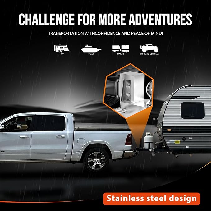 Adjustable Trailer Hitch (Fits 2-Inch Receiver) - Aluminum Tow Hitch with 6-Inch Drop/Rise for Truck (12,500 LBS GTW) - Double Anti-Theft Locking Hitch Pins (Silver, 2inch-6Drop)