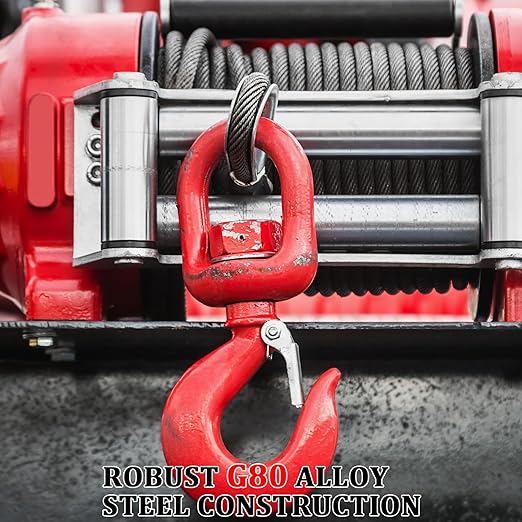 11 Ton Heavy Duty Swivel Hook, 360 Degree Crane Swivel Lifting Hook with Safety Latch, 24250 lbs Rotating Hoist Hooks Swivel Eye Sling Hook, Universal G80 Swivel Chain Hooks for Lifting Chains