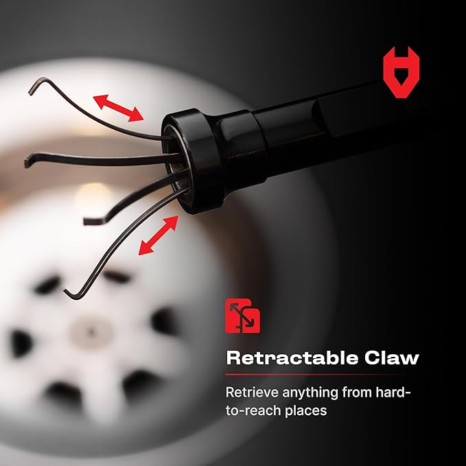 NoCry Magnetic Flexible Claw Grabber Pickup Tool with Bright LED Light - 27.7in Long Magnetic Pickup Tool, Retractable Claw Grabbing Tool, Magnetic Grabber Tool with 5lb Pull Strength Pick Up Tool