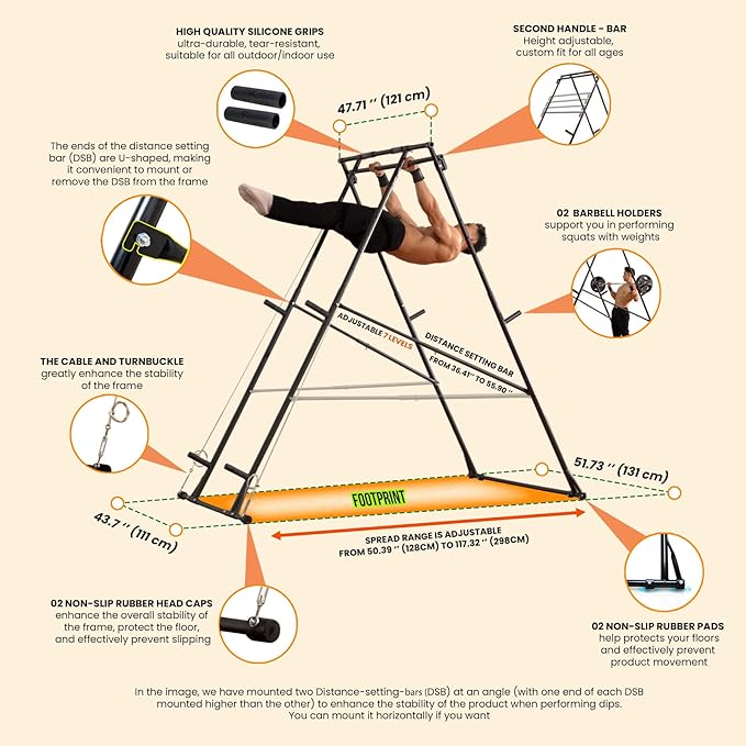 KT Rust-resistant Tall Pull Up Dip Station Squat Rack Foldable Power Tower Stable Multifunctional Exercise Machine Durable Home Gym Strength Training Fitness Equipment Portable Indoor Outdoor Free Standing