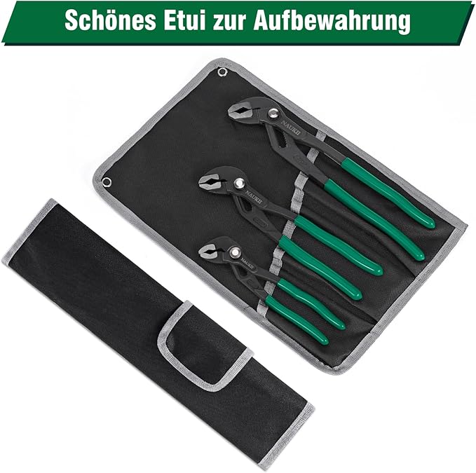 3pcs 8/10/12 inch Groove Joint Pliers Set Comfortable Handle Tongue-and-Groove Pliers for Home Repair Water Pump Pliers with Roll Up Case Adjustable Pliers