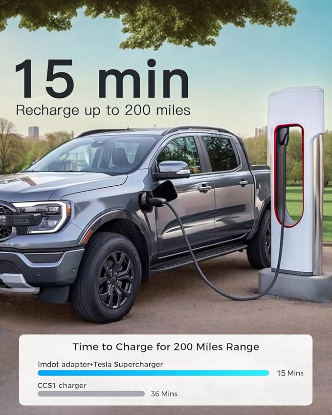 Tesla Supercharger to CCS1 Charger Adapter NACS to CCS1 Adapter, 500A/1000V fit for V3/V4 Tesla Supercharger, Nacs DC Adapter Compatible with Ford, Rivian, GM, Volvo, Polestar, Hyundai CCS1 EVs, Black