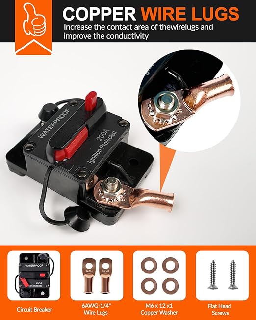 100 Amp Circuit Breaker with Manual Reset Waterproof Inline Fuse Inverter for Marine Trolling Motors Boat ATV Manual Power, Suface Mount, 12V-48V DC (100A)