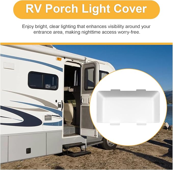 SR33101 RV Porch Light Lens Cover Replacement for Bargman Door Handle Lights, RV Exterior Light Cover for Lance/Fleetwood/Dolphin Camper Parts (4.1 x 2 Inches)