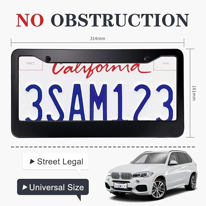 Matte Black License Plate Frames - Airxwills License Plate Covers, 2 Packs Universal Aluminum Tag Frame for License Plate for Front and Rear Car Tag.